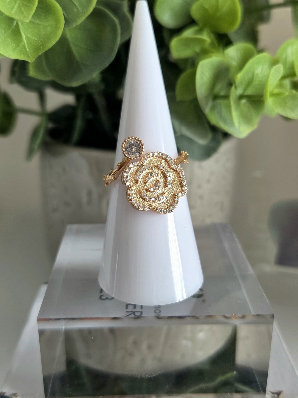 Gold Rose Crystal Accent Ring